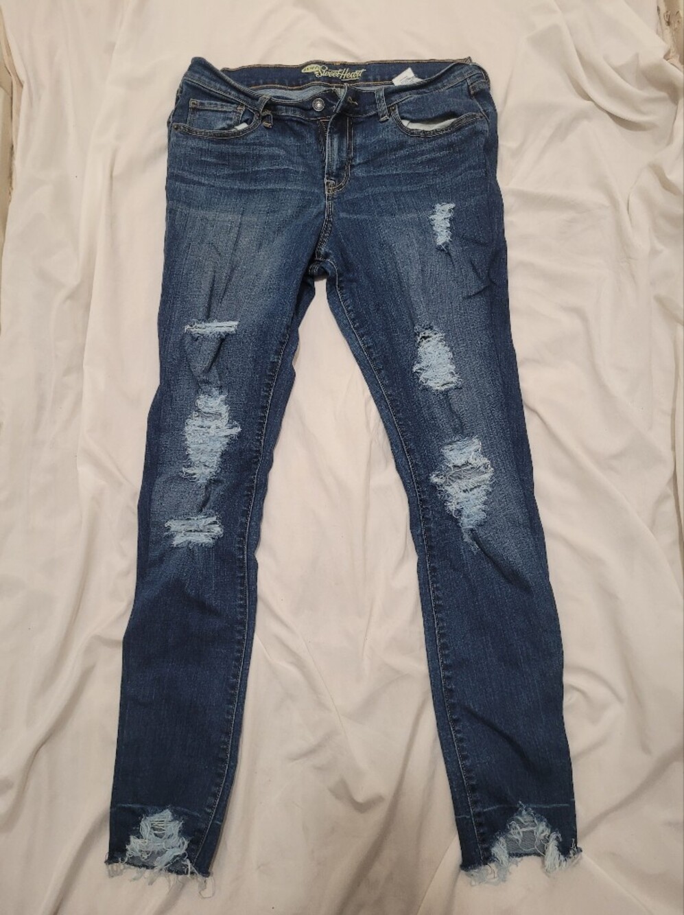 Old Navy Dark Blue Distressed Skinny Jeans